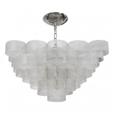 Multitiered tubular glass element chandelier